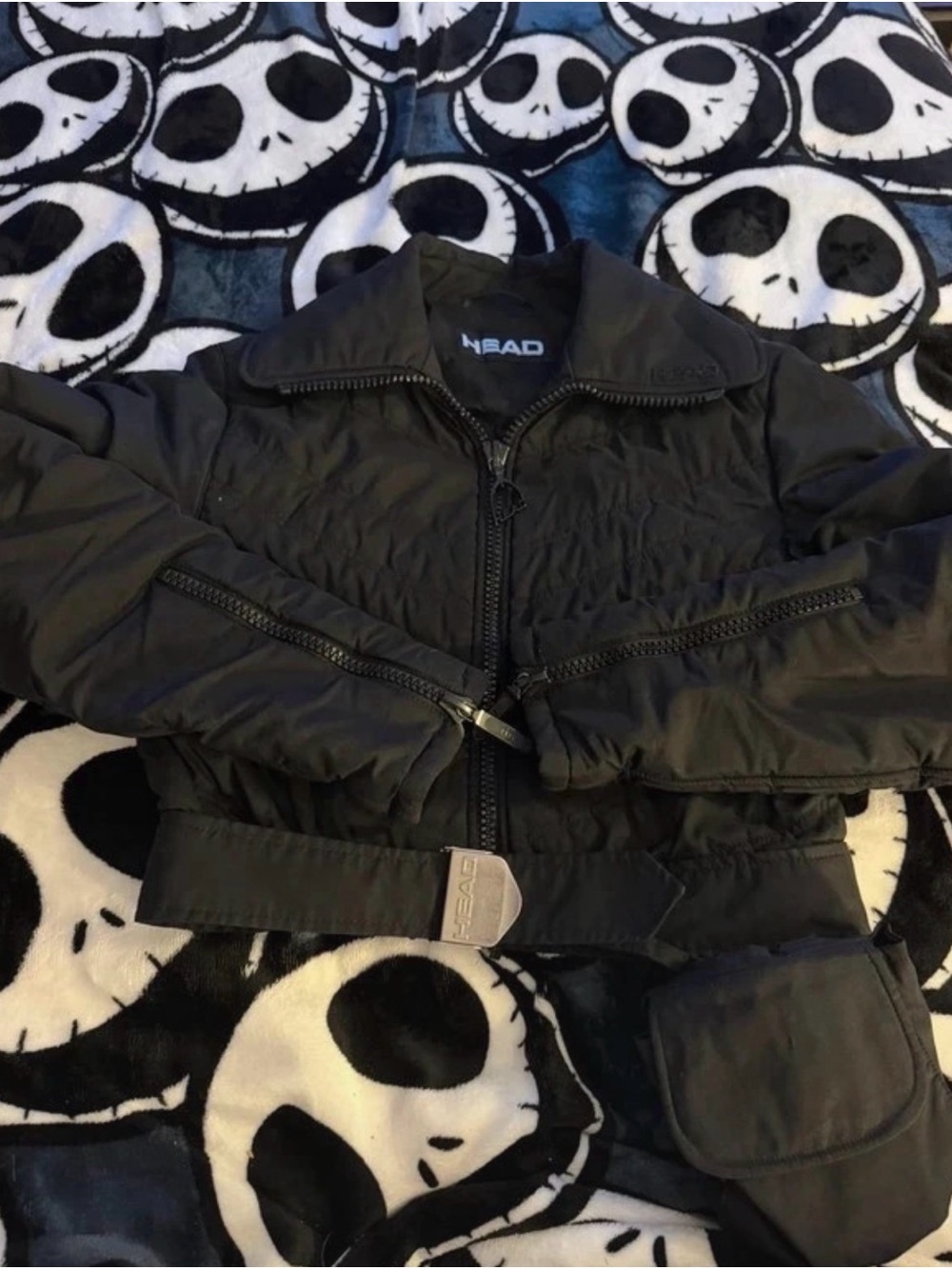 Head Black Quilted Girls' Puffer Jacket with Belt